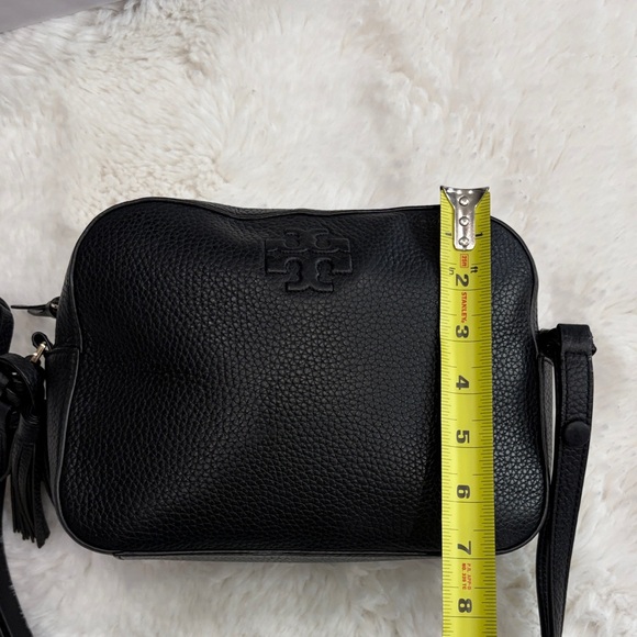 Tory Burch Black Pebbled Leather Crossbody with Tassel - Picture 9 of 17